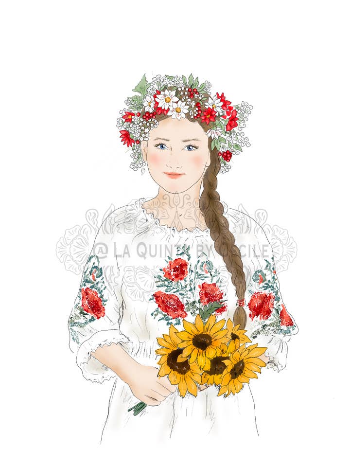 “Zoya the Ukrainian Girl” card for wholesale by La Quinta by Cécile