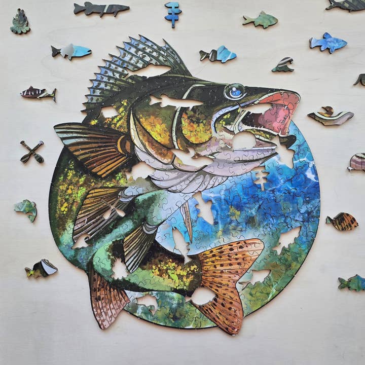 Walleye wooden puzzle for wholesale by Art Factory LLC