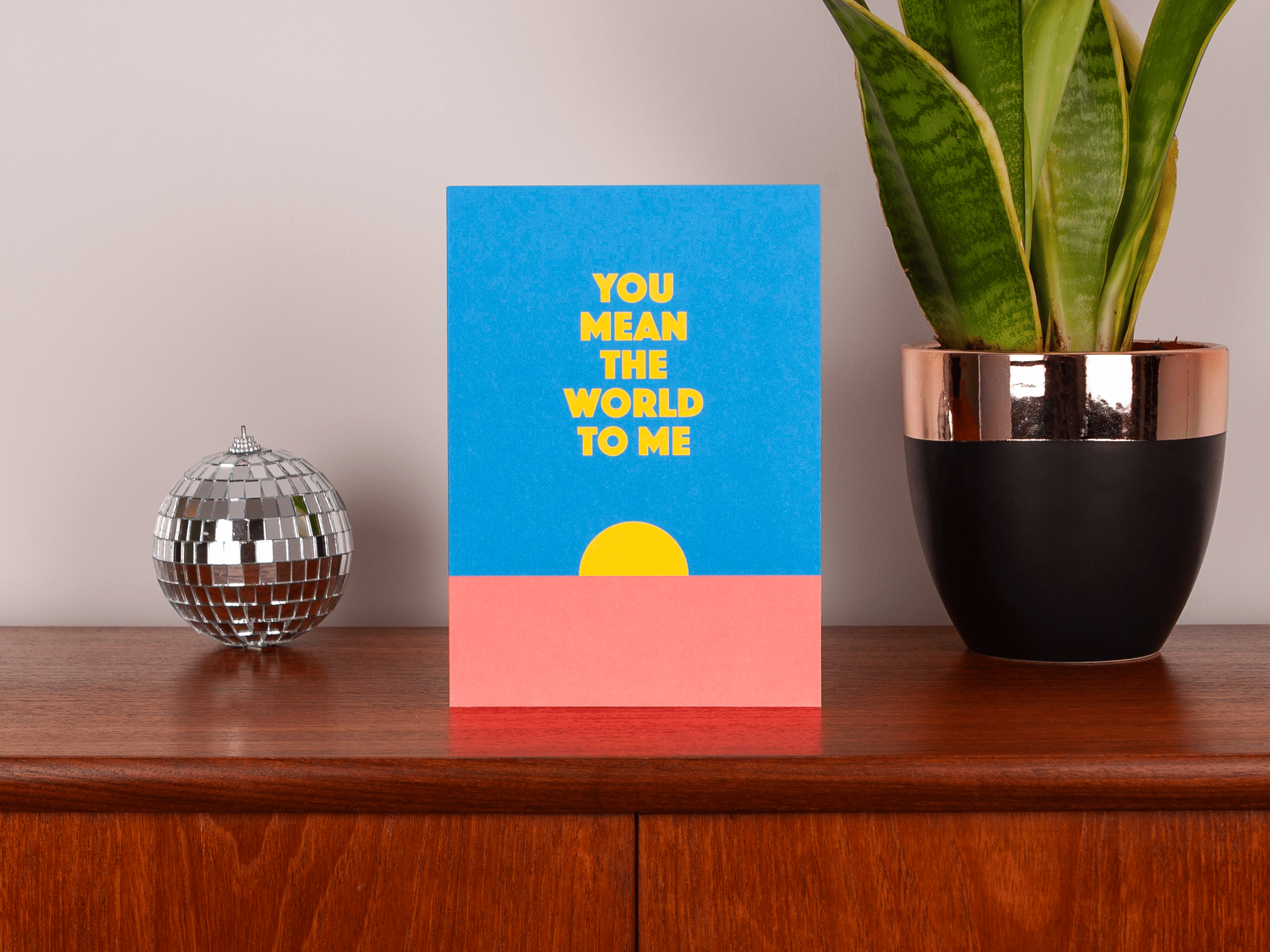 LoveLossDiscoballs – wholesale Love card – You Mean The World To Me | Heartfelt Bright Sunset Love Card1
