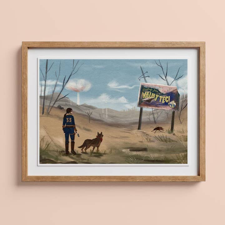 Stampa d'Arte Lucy nel Deserto per la vendita all'ingrosso da parte di Charis Raine Illustration