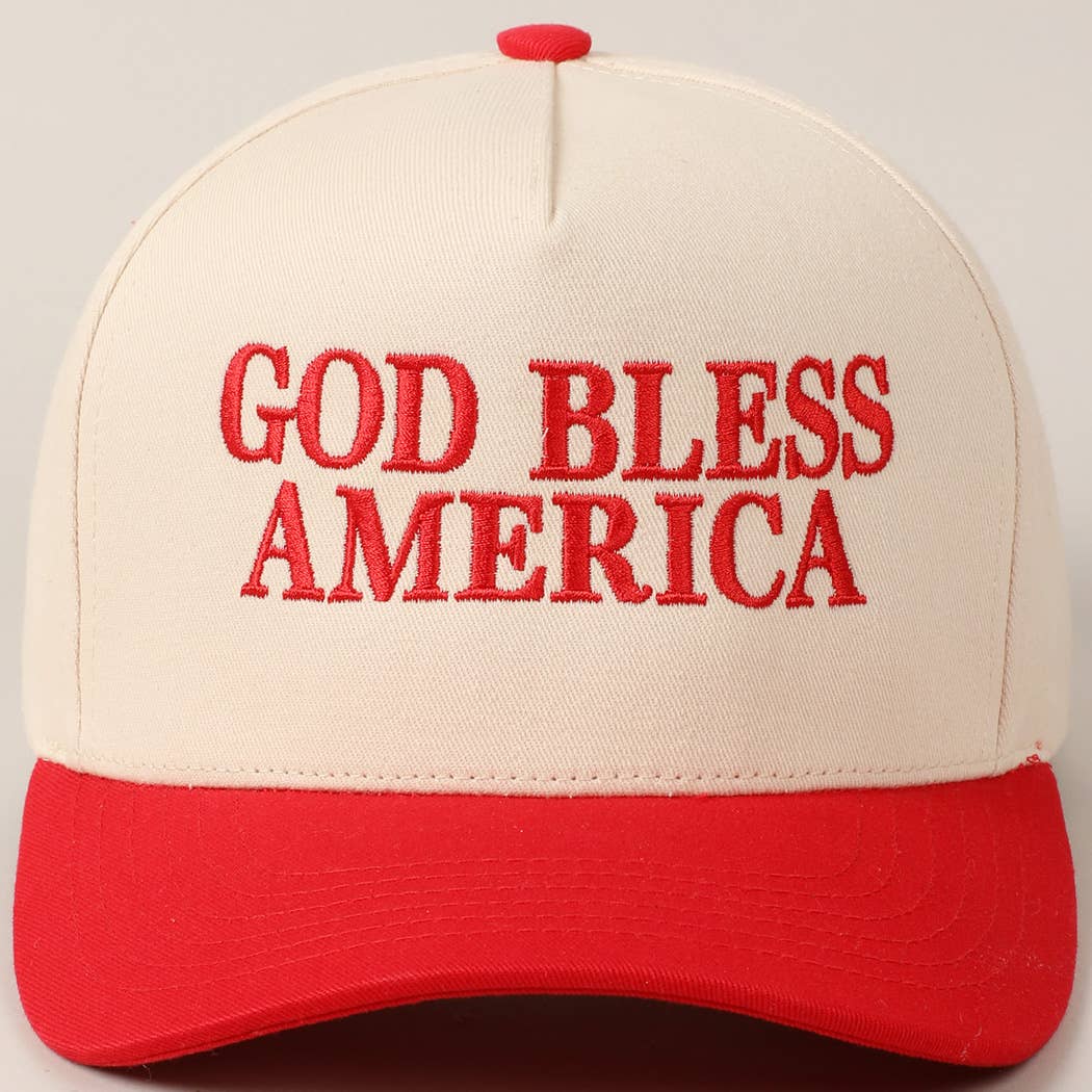 Fashion City - Wholesale Baseball Cap - Unisex - God Bless America Embroidered Two-Tone Canvas Cap39