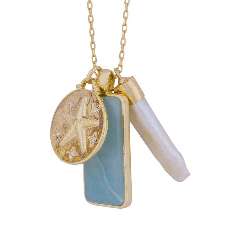 mantoloking charm necklace - amazonite for wholesale by The Beach and Back