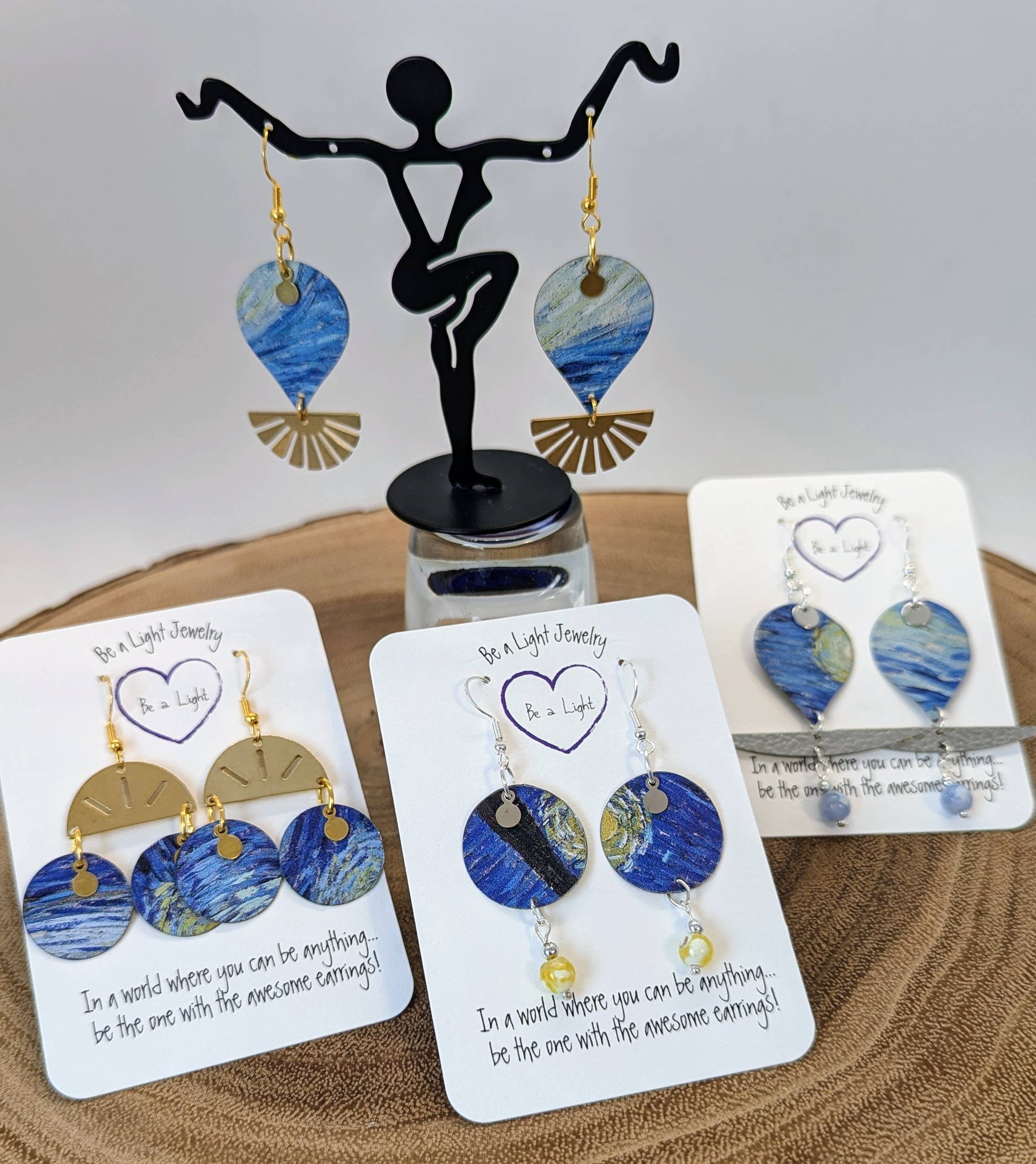 Be a Light Jewelry - Wholesale Dangle Earrings - Van Gogh earrings, Art earrings, set of 12, Collection #53