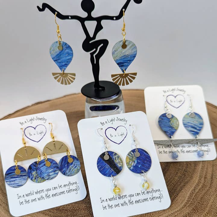 Be a Light Jewelry - Wholesale Dangle Earrings - Van Gogh earrings, Art earrings, set of 12, Collection #53