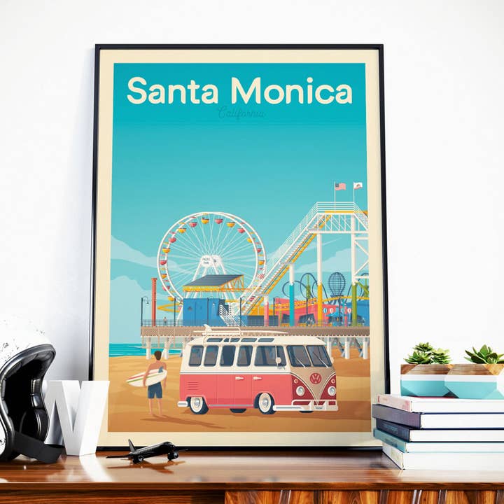 Santa Mónica, California - Cartel de viaje de Estados Unidos para venta al por mayor de Olahoop Travel Posters