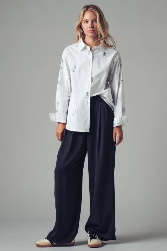 Heyday - Vente Chemise à col boutonné – femme - Chemise à rayures avec animaux brodés ludiques8