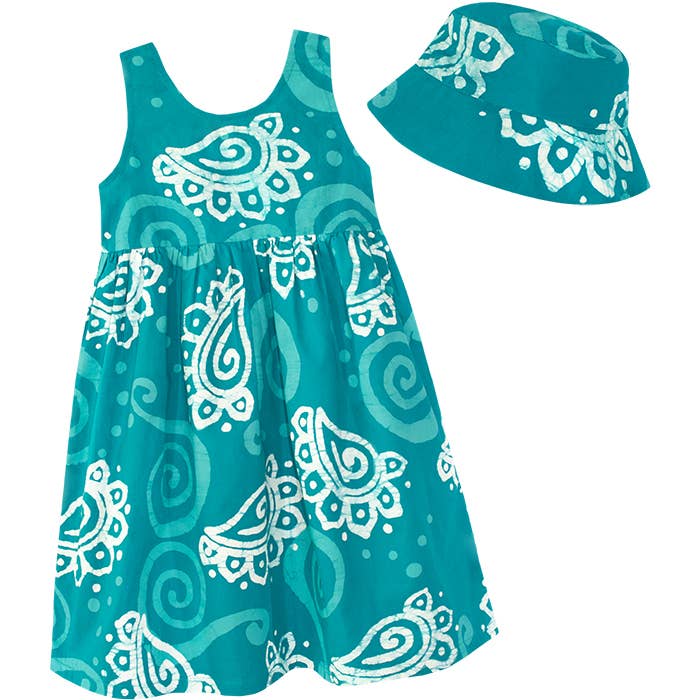 Global Mamas - Wholesale Dress - Kids - Kids: Sundress: Paisley - Teal-Organic1