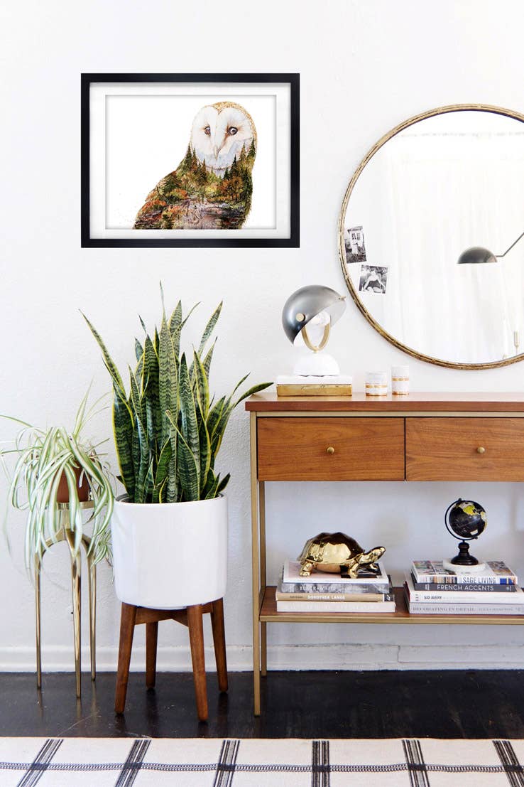 Elena Markelova Arts - Wholesale Art Print - Soul Light - Barn Owl Fall Nature Watercolor Art Print4