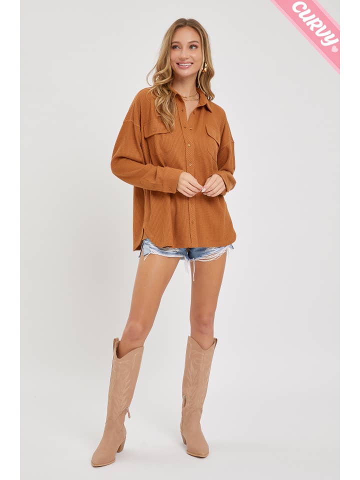 Sweet Lovely by Jen - Wholesale Button Down Shirt - Women's - PLUS SIZE BUTTON DOWN OVERSIZED SHIRTS7