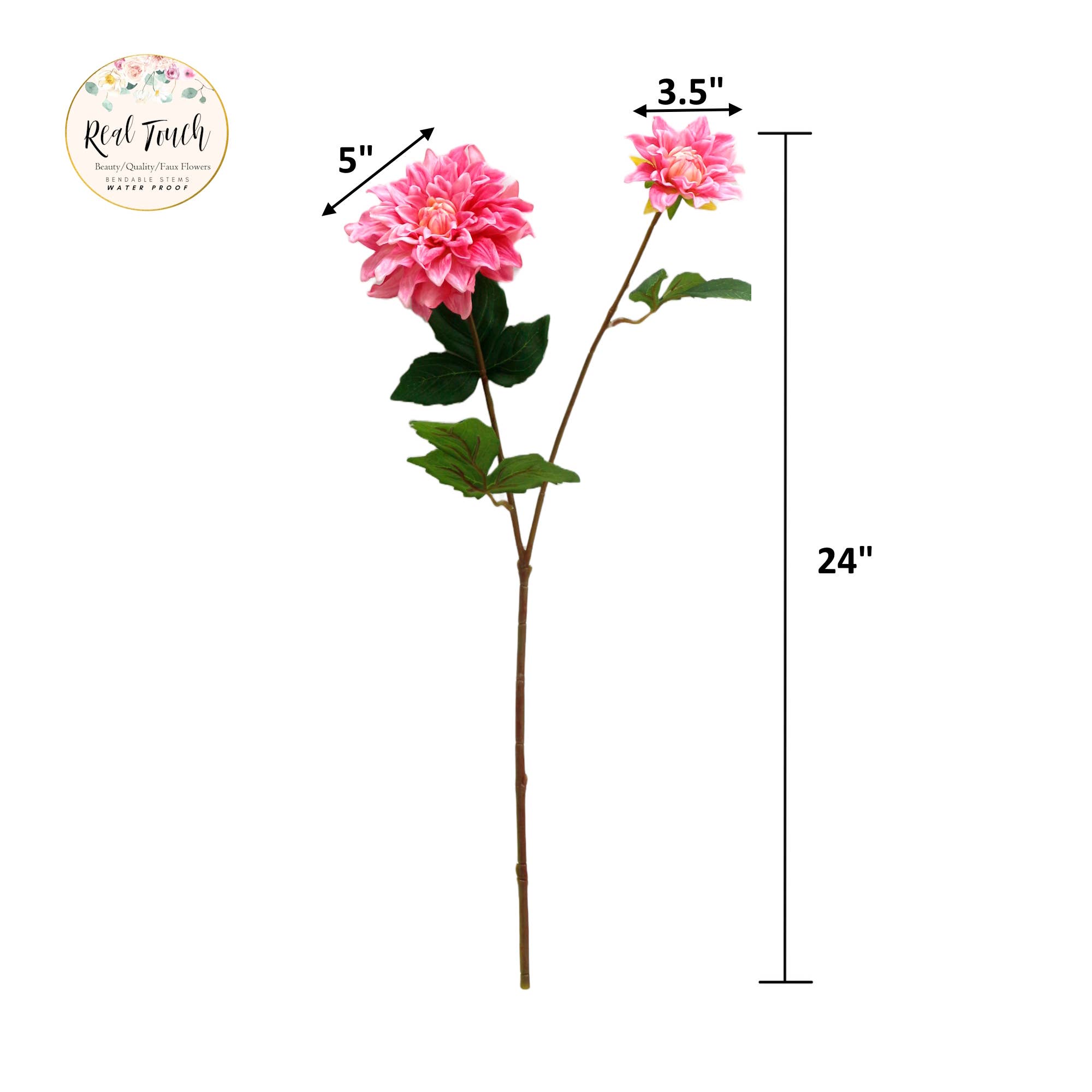 Angel Isabella - Vente Fleurs artificielles - Dahlia Real Touch réaliste de 24 po, 2 fleurs0