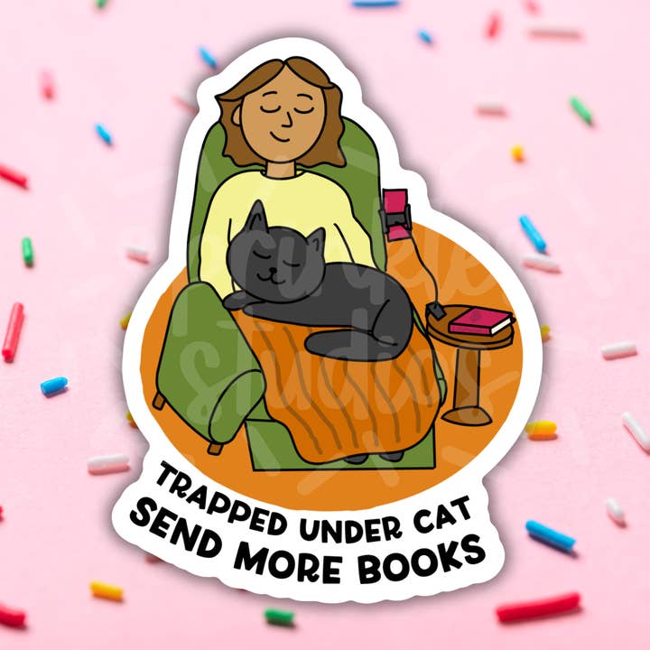 Trapped Under Cat Vinyl Sticker for wholesale by Sprinkles Studios