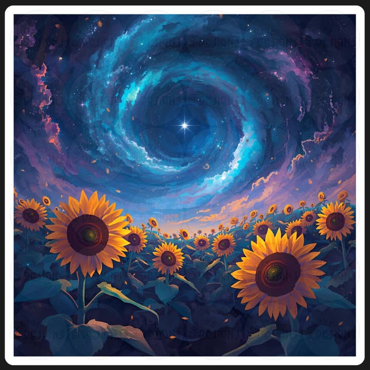 Autocollant/Magnet Tournesols la nuit pour la vente par kink Ink Designs