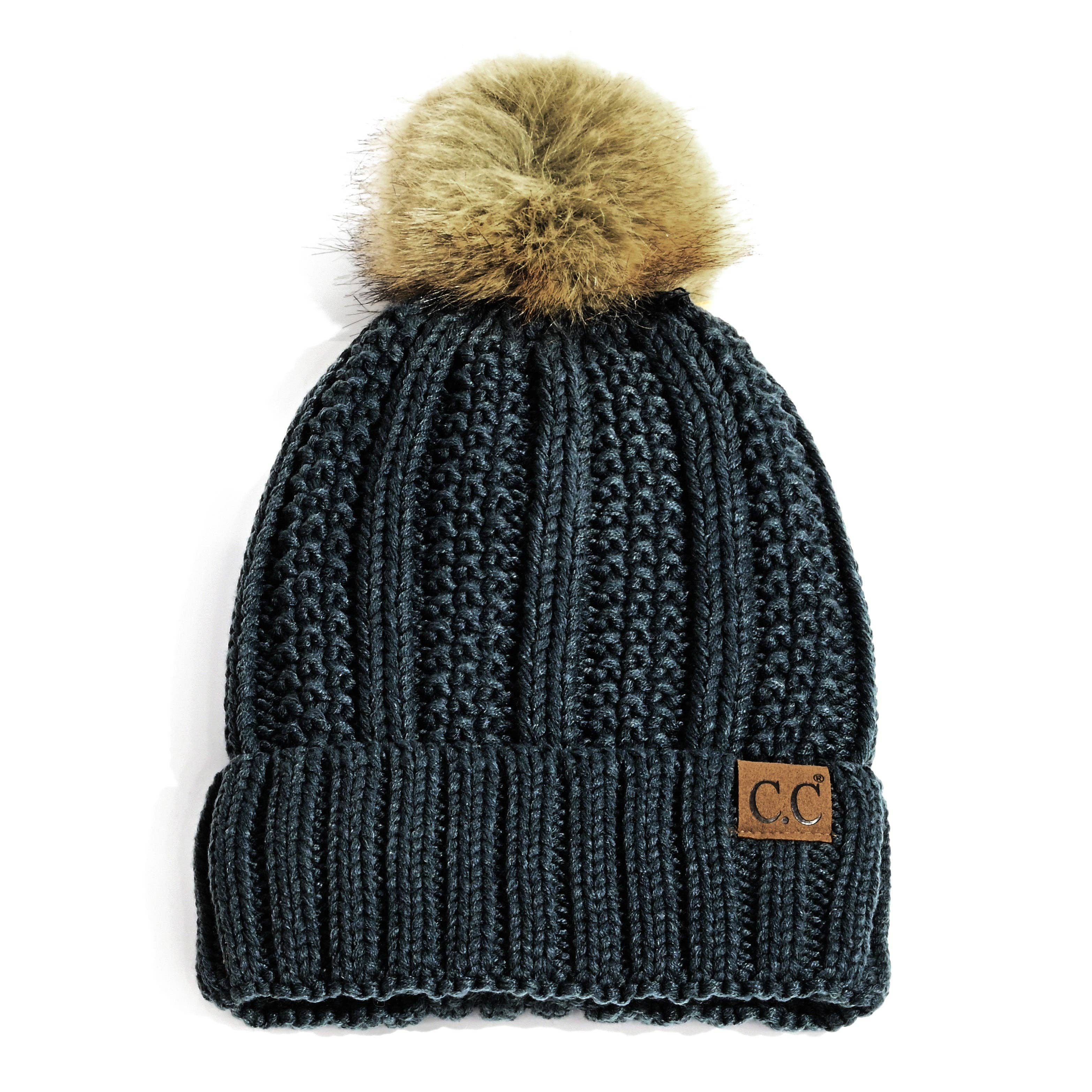 Truly Contagious – Großhandel Beanie – Damen – CC Mütze mit auffälligem Kunstpelz-Bommel (YJ-820)22