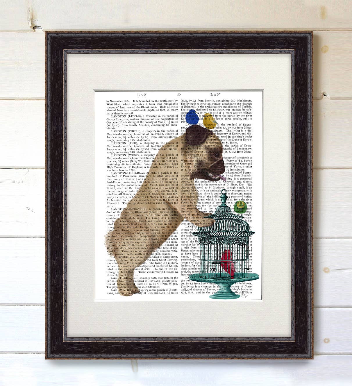 FabFunky Ltd - Wholesale Art Print - Pug and Birdcage, Dog Book Print / Art Print / Wall Art4