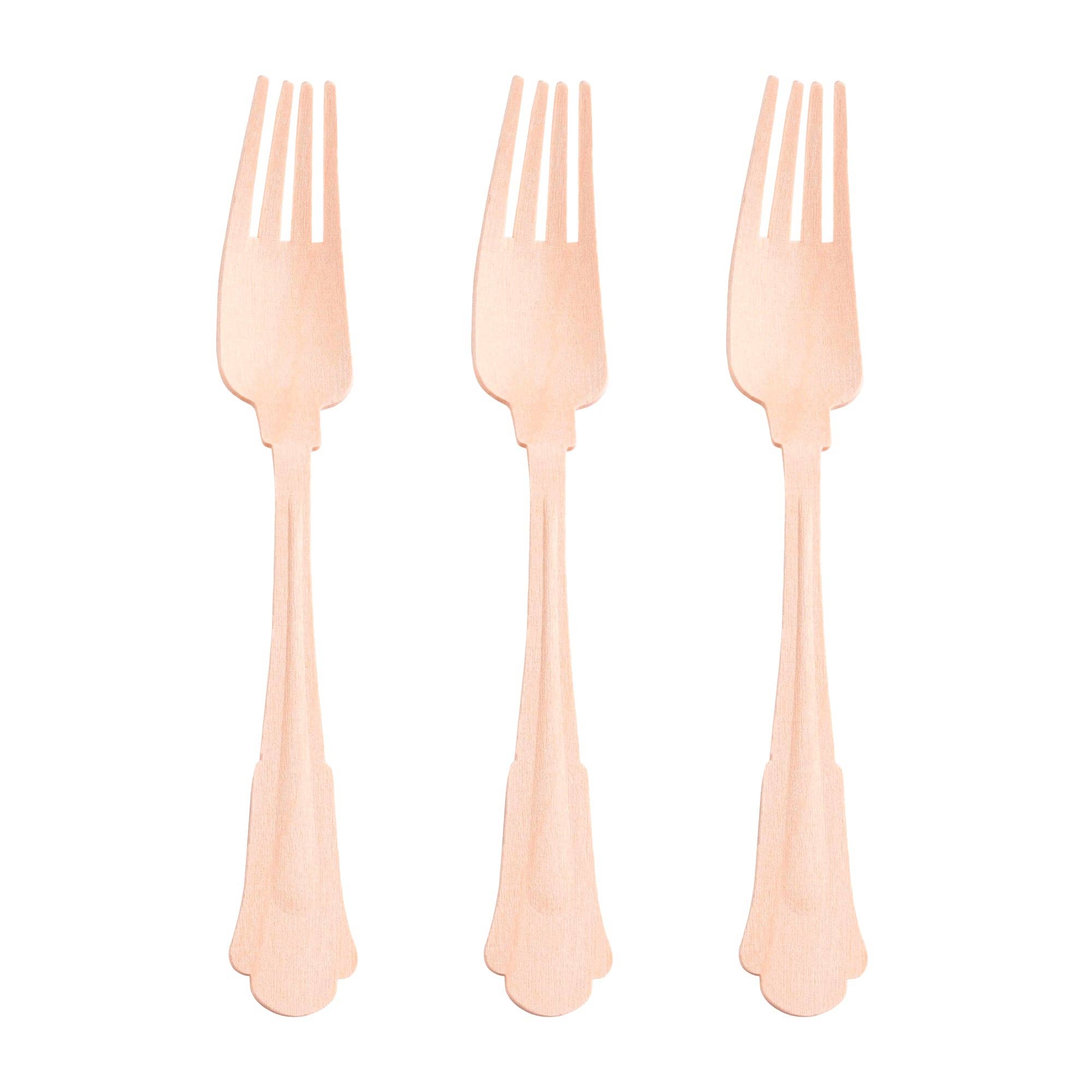 Smarty had a Party - Venta al por mayor Juego de vajilla desechable - Tenedores de cena ecológicos de madera de abedul Silhouette - 25 uds.1