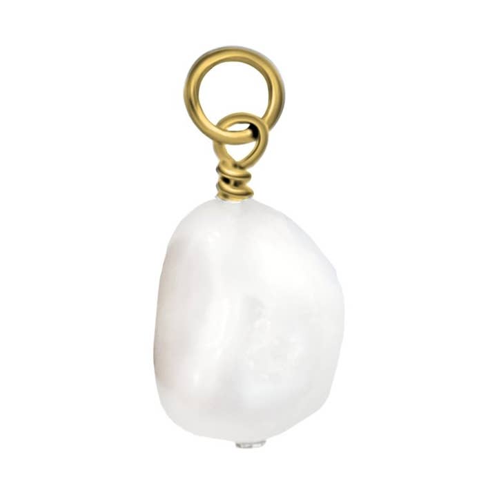 White Freshwater Pearl Charm, 14k Gold Fill
+ Sterling for wholesale by Stefanie Wolf Designs
