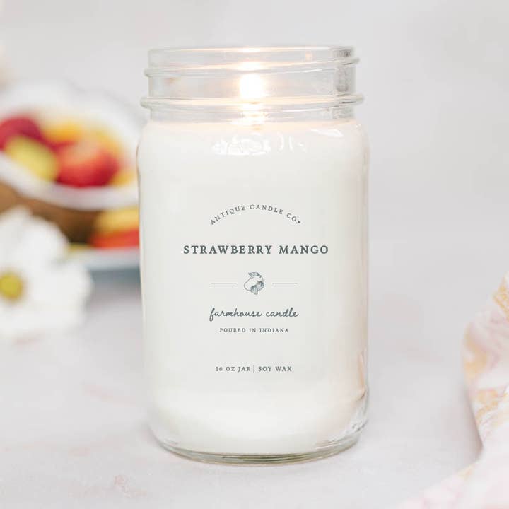 Antique Candle Co.® - Wholesale Jar/Filled Candle - Strawberry Mango- Soy Wax Mason Jar Candle1