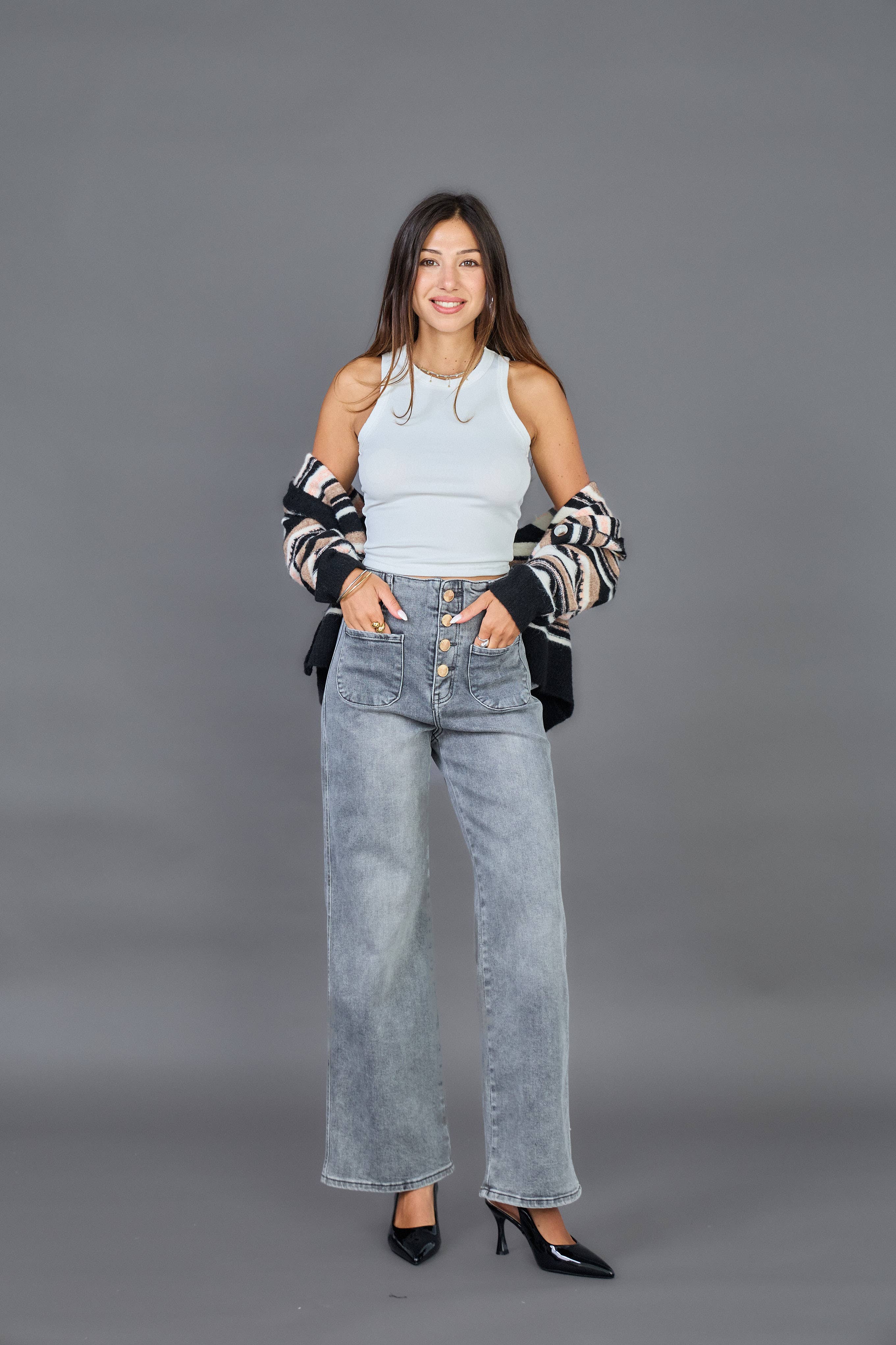 ANA & LUCY - Wholesale Jeans - Women's - Wide-Leg Jeans (Button Closure) "Audrey" - ANA & LUCY15