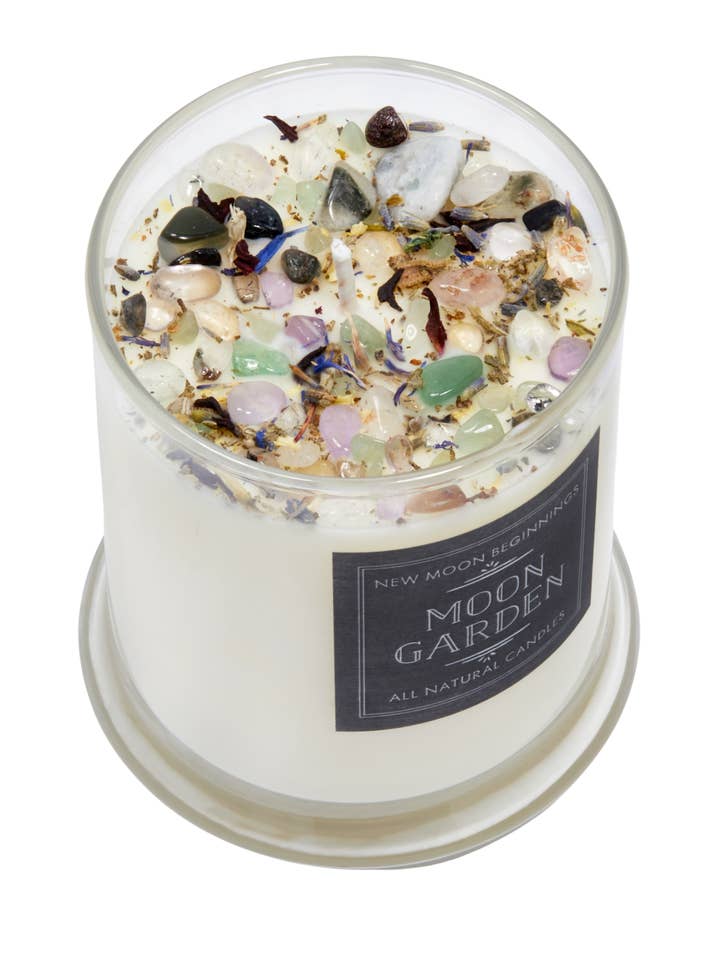 Moon Garden Candle - Soy Candles - Flower & Crystal Candles for wholesale by New Moon Beginnings