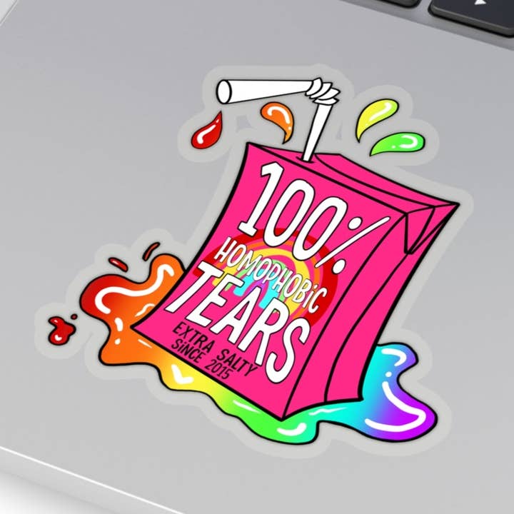 100% Homophobic Tears Juicebox Pride Stickers for wholesale by Sparkle By Asha