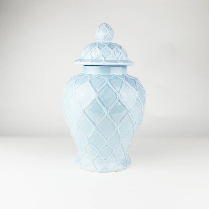 8 Oak Lane - Wholesale Decorative Jar - Light Blue Textured Ginger Jar - Large1