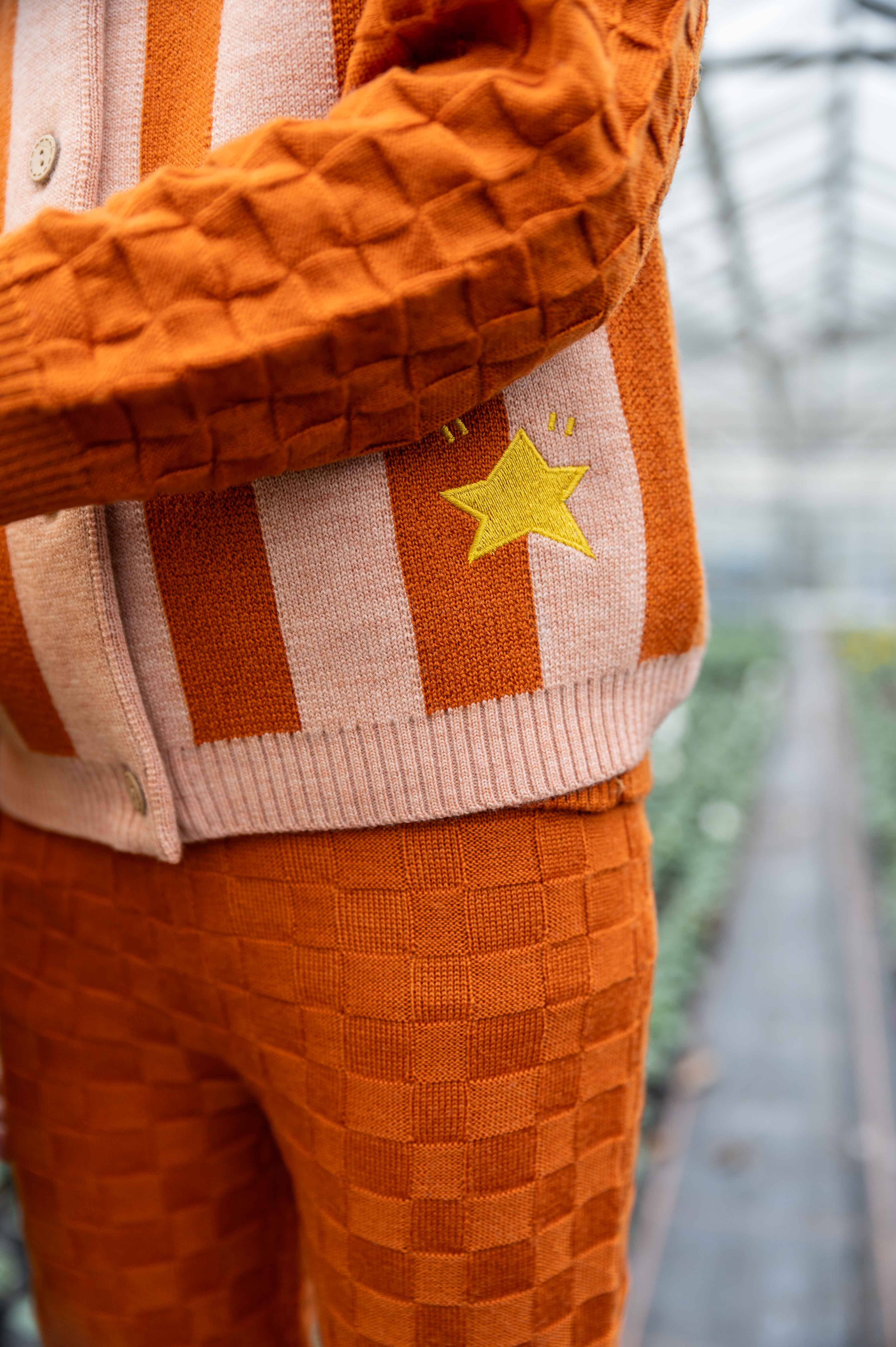 Knit Planet – wholesale Sweater vest – Kids – Stripe Vest Gingerbread/Pastel Orange4