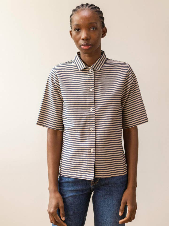 PAN Producto Básico - Wholesale Coat - Women's - Blue striped shirt