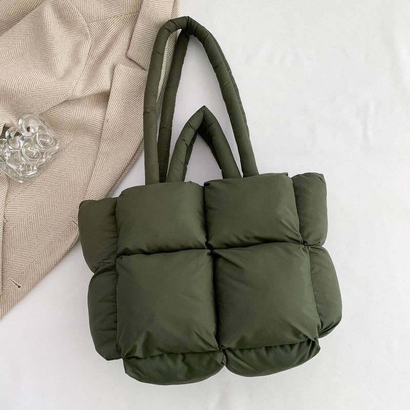 Dipped Shop - Wholesale Tote Bag - Women's - Simple Puffer Tote Bag Solid Color Soft Handbag DP80914