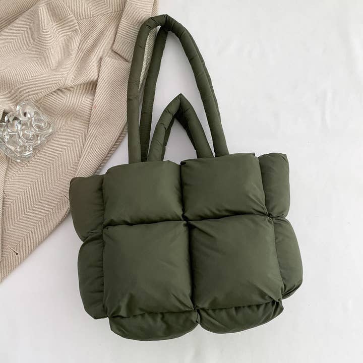 Dipped Shop - Wholesale Tote bag – Women's - Simple Puffer Tote Bag Solid Color Soft Handbag DP80914