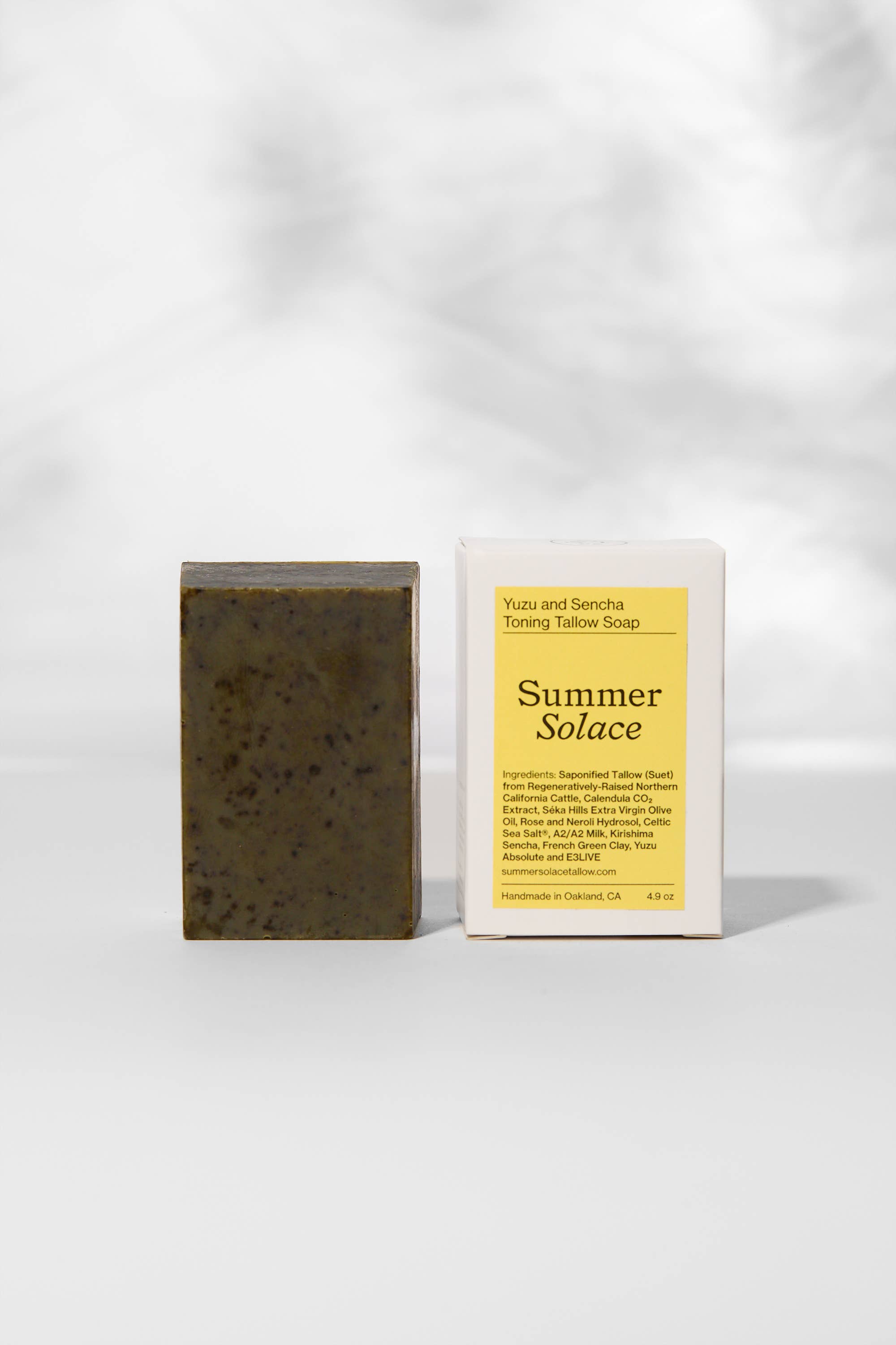 SUMMER SOLACE- Regenerative Tallow Beauty - Venta al por mayor Pastilla de jabón - Jabón Tonificante de Sebo con Yuzu y Té Sencha E3Live – 139 g0