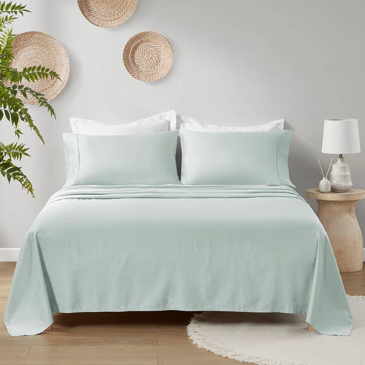 Olliix - Wholesale Sheet Set - 100% Organic Cotton 18" Deep Pocket Sheet Set, Aqua Blue