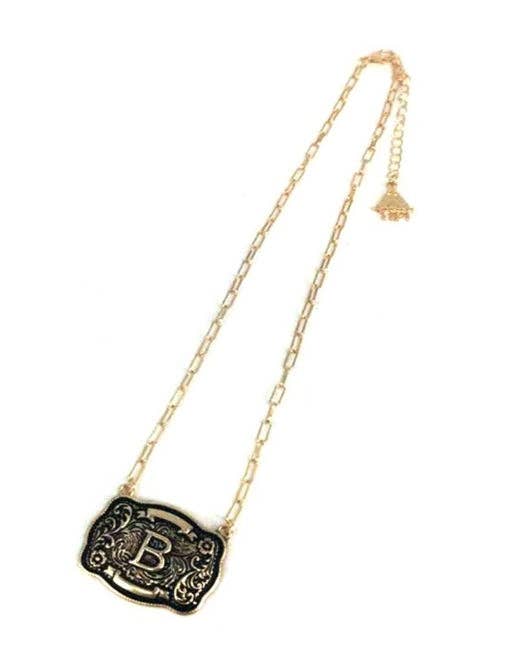 Snowing West - Wholesale Pendant/Charm Necklace - Western Belt Buckle Initial Necklace1