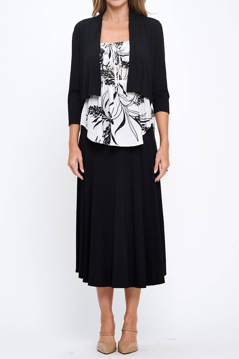 Black Made in USA Modal Open Front Bolero Cardigan for wholesale on Faire4