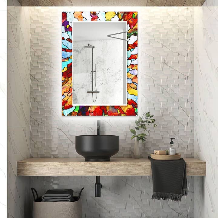 Stained Tempered Glass Wall Mirror for wholesale by MyPhotostation