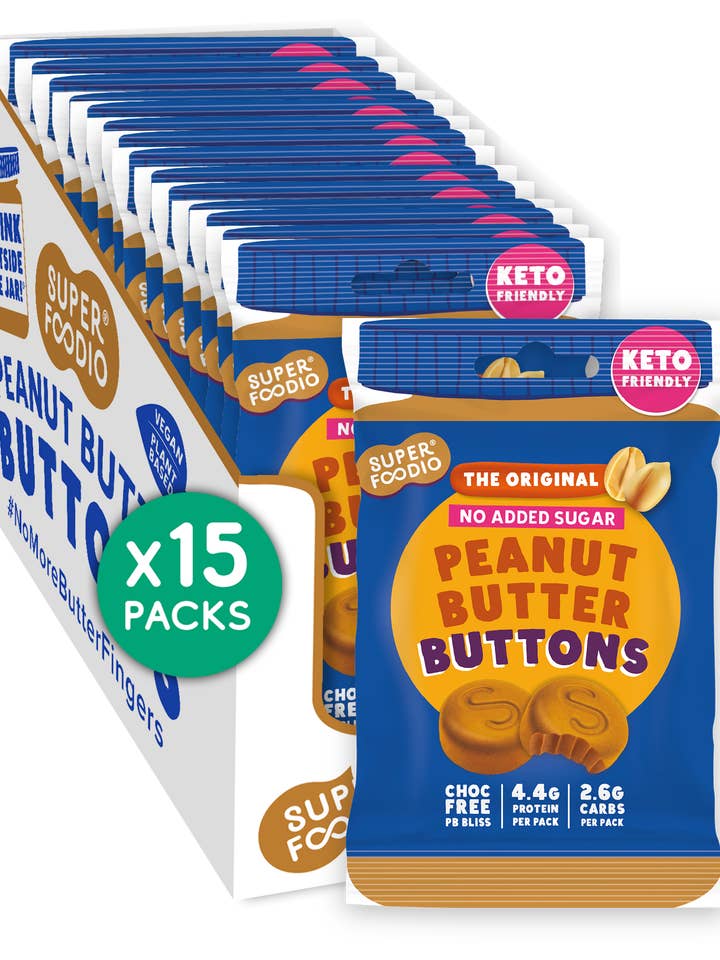 Peanut Butter Buttons - No Added Sugar (20g x 15 packs) for wholesale by Superfoodio