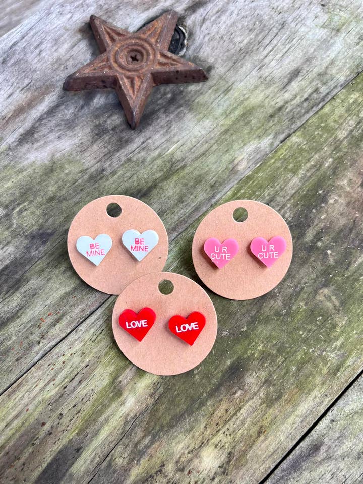 Conversation Heart Studs for wholesale by BMR Designs