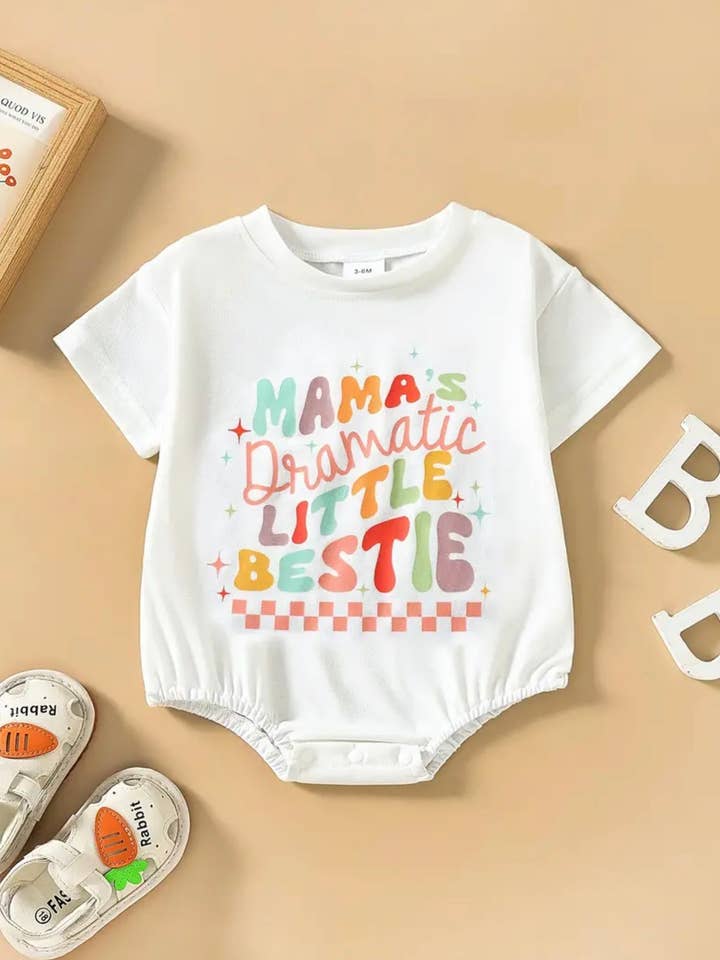 Mama’s Dramatic Little Bestie Bubble Romper for wholesale by WinAri