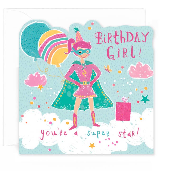 Rotonda Aperta Ragazza di Compleanno Supereroina per la vendita all'ingrosso da parte di Hotchpotch