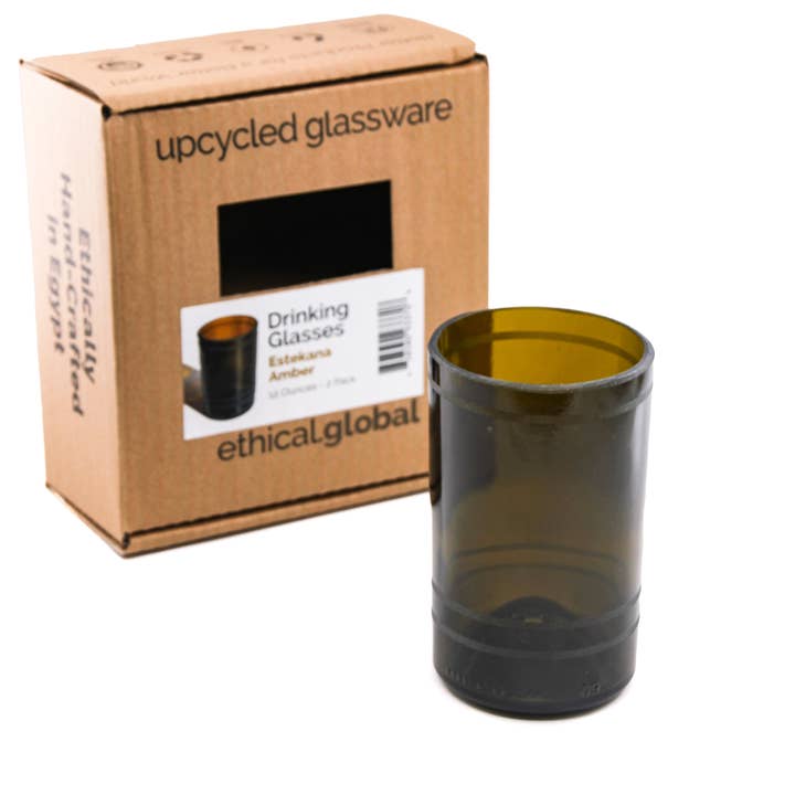 Ethical Global - Wholesale Drinking Glass/Cup - Estekana Eco Drinking Glasses Upcycled 2 Pack - 12/16 Oz.8