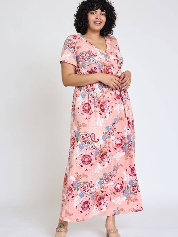 Plus - Maxi-jurk met bloemenprint en lijfje voor wholesale door EG fashion