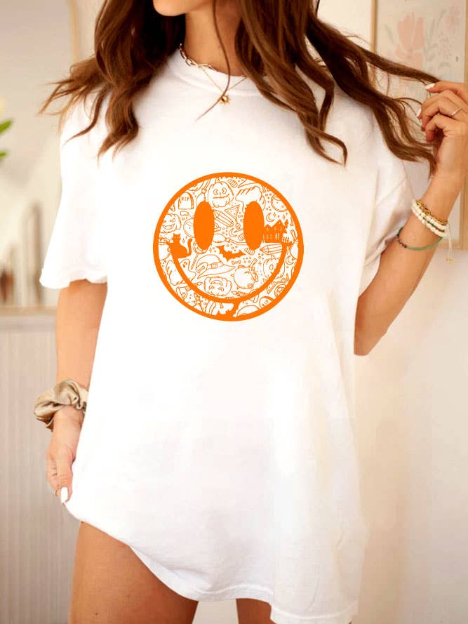 Halloween Smiley Face, Halloween, t-shirt unisexe à col rond pour la vente par Top Avenue