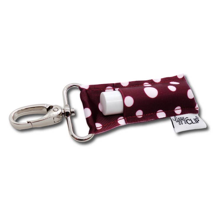 Porta-bálsamo labial LippyClip® com pontos castanhos e brancos por atacado de LippyClip Lip Balm Holder