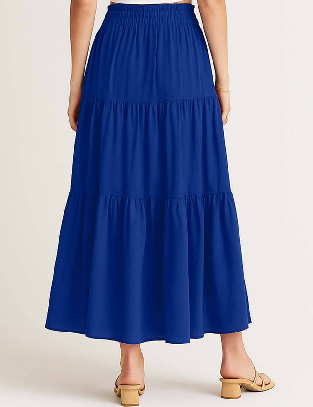 Sweetkama - Wholesale Skirt - Women's - Ladies Boho Elastic Waist Ruched Drawstring Skirt37