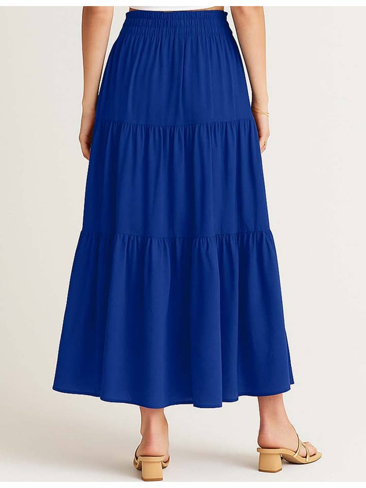 Sweetkama - Wholesale Skirt - Women's - Ladies Boho Elastic Waist Ruched Drawstring Skirt37