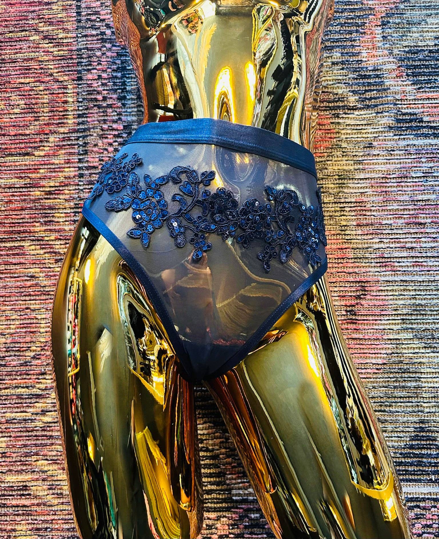 Kilo Brava - Wholesale Underwear - Women's - APPLIQUE MESH HIGH WAIST THONG0