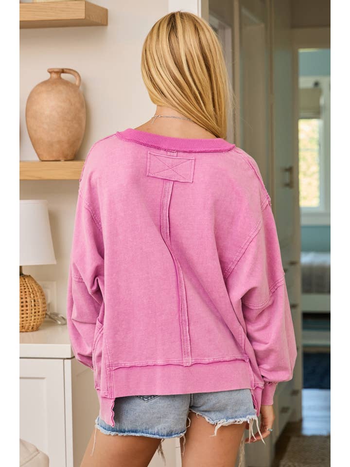 Oddi - Wholesale Sweatshirt - Women's - Plus Acid Washed French Terry Pullover Sweatshirt9