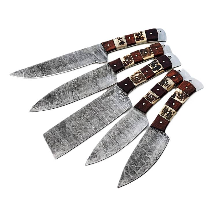 Ruddock Bros. LLC - Wholesale Knife Set - Balboa 5 Piece Chef Knife Set - Damascus Steel3