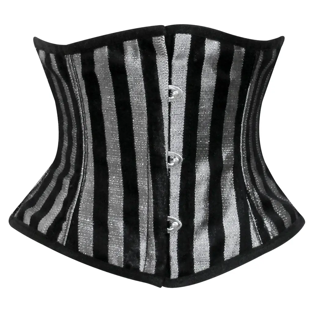 Attire Fashion Club - Vente Corset – femme - Corset en brocart argent sur mesure - Ajustement et design personnalisés0