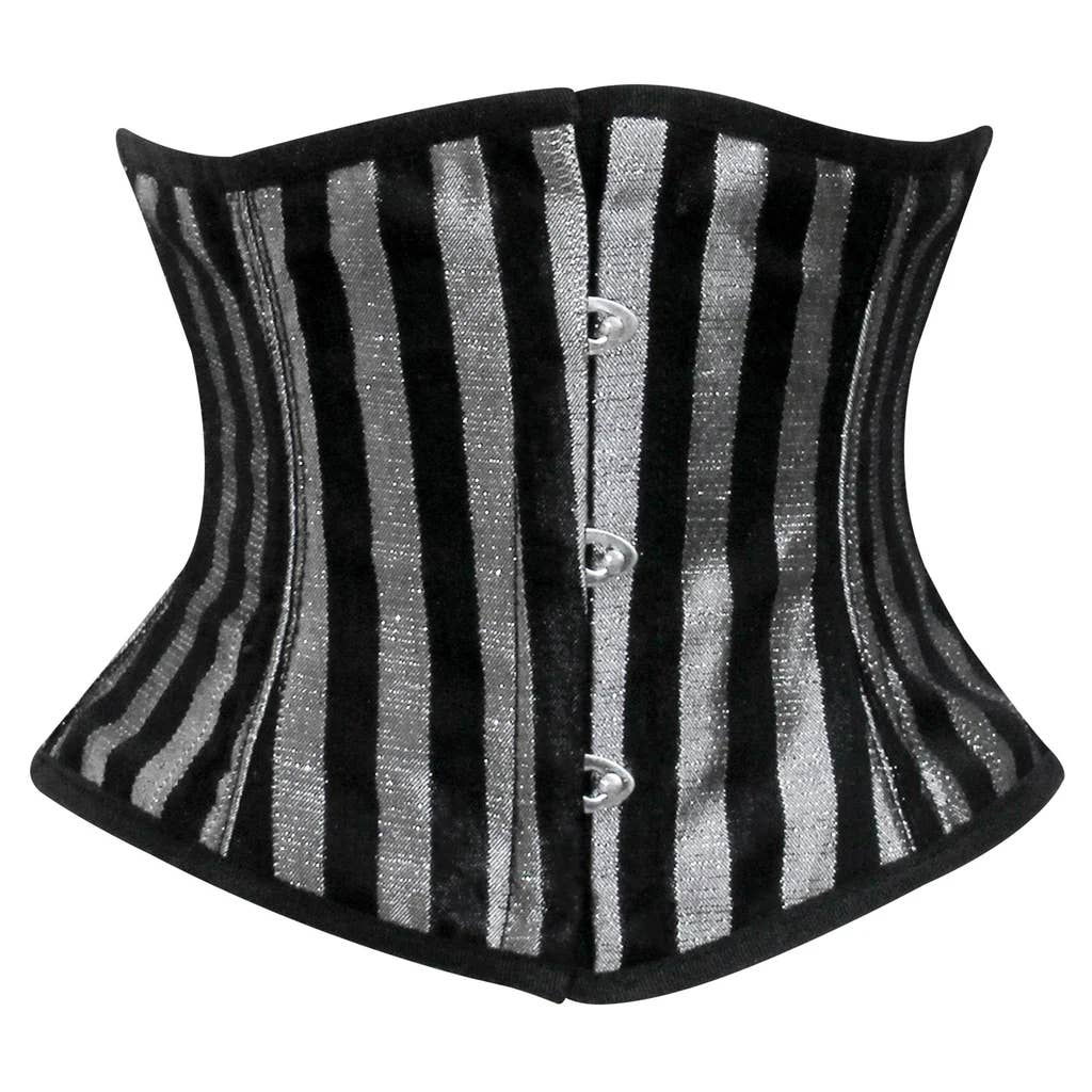 Attire Fashion Club - Vente Corset – femme - Corset en brocart argent sur mesure - Ajustement et design personnalisés