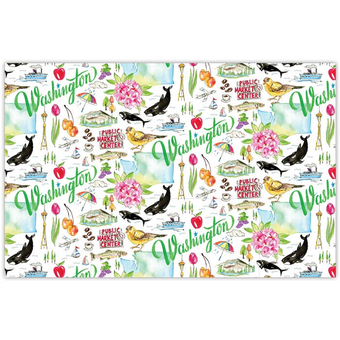 Napperon Washington à motif d'icônes peintes à la main pour la vente par RosanneBeck Collections